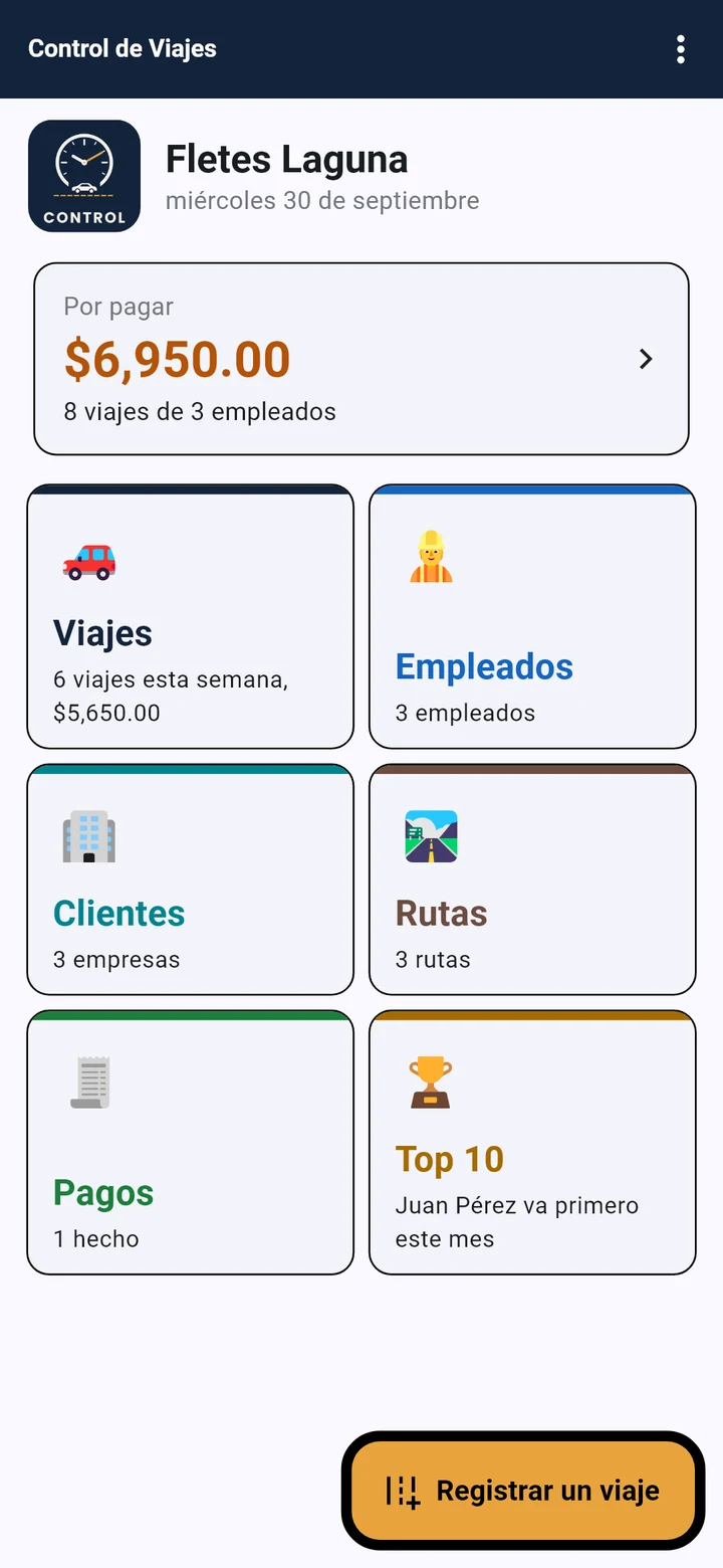 Inicio de Control de Viajes: lo que se debe y las puertas de la app