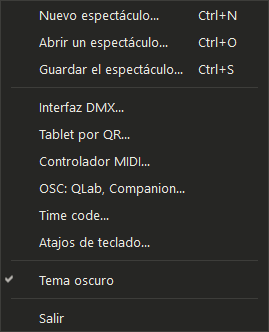 El menú Archivo