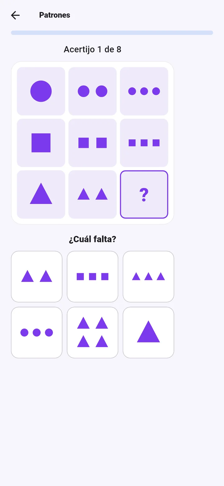 Un acertijo de patrones: nueve casillas y falta la última